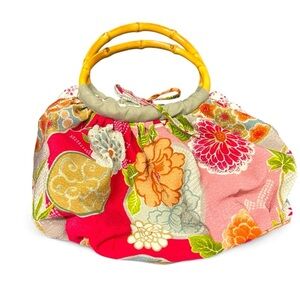 J. Jill Retro Floral Boho Handbag with bamboo handles
